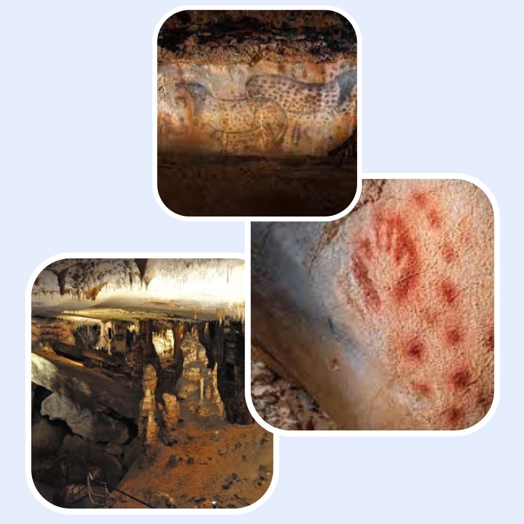 Mosaïque d'images sur la grotte du Pech Merle