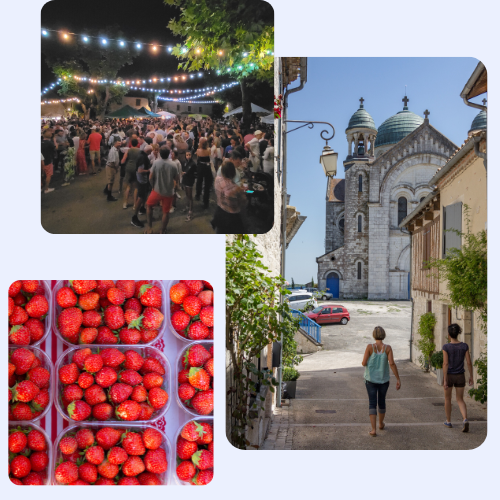 Mosaïque de photos du marché de castelnau-montratier