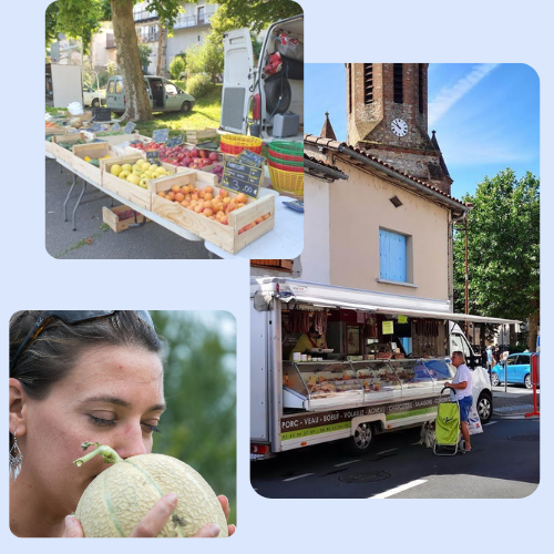 Mosaïque de photos du marché de Vers